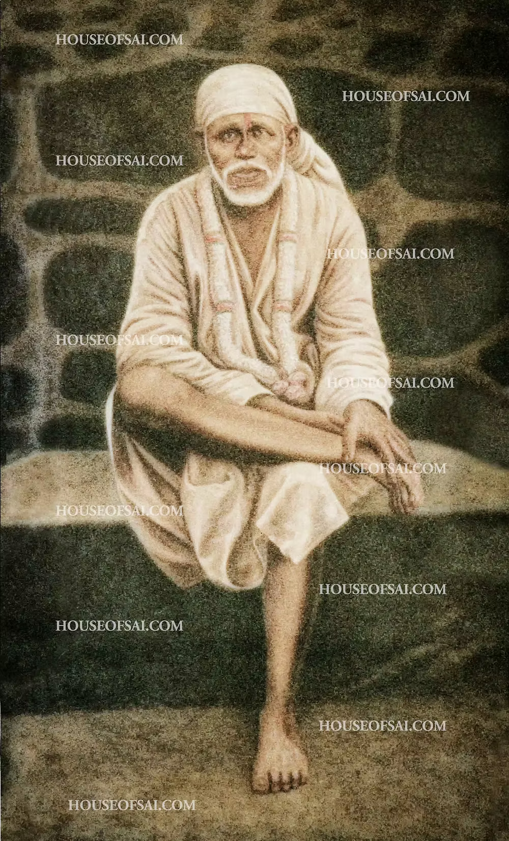 Sai Baba Sitting on Stone (Dixit)