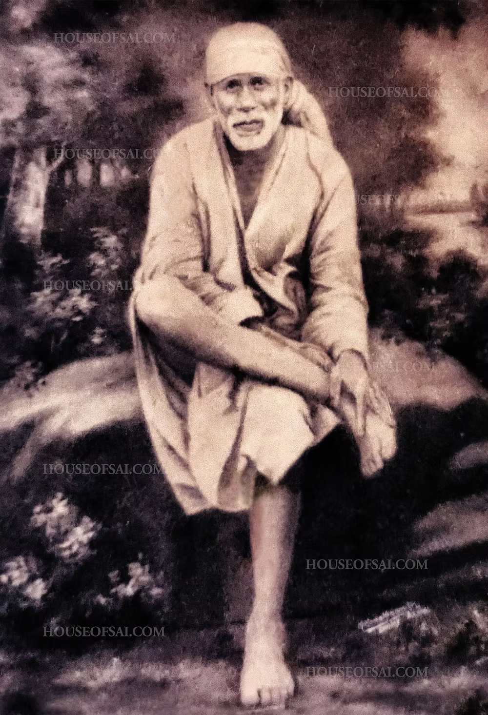 Sai Baba Sitting on Stone (Naik)